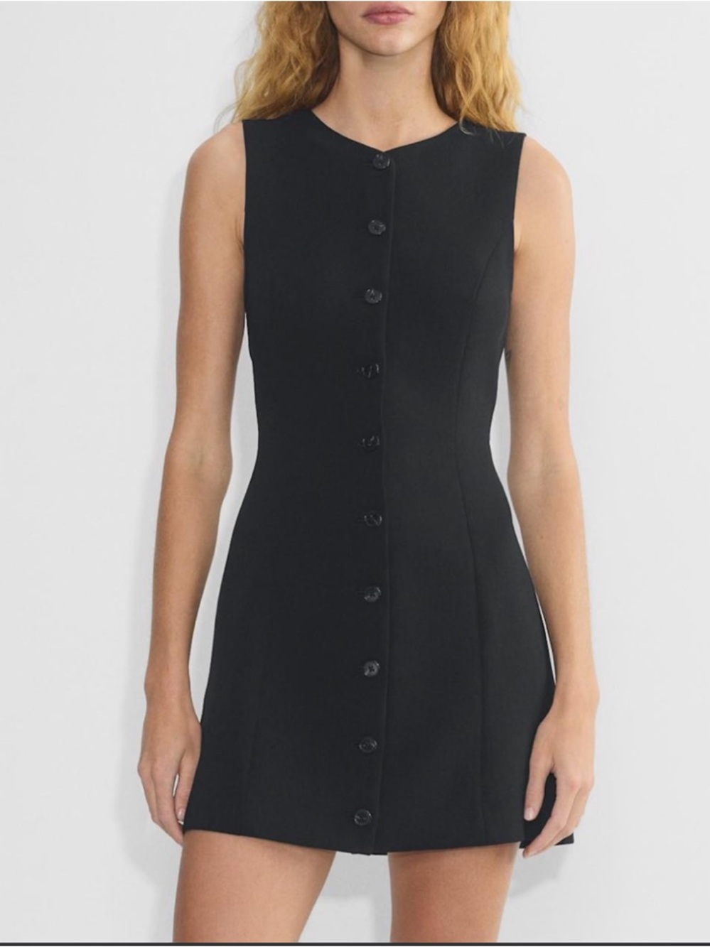 Aritzia Black Sleeveless Button-Front Mini Dress